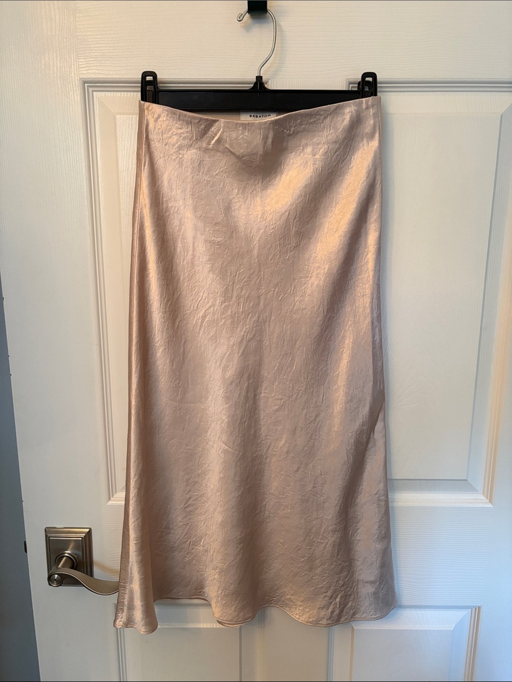 Babaton Satin Slip Midi Skirt in Denude